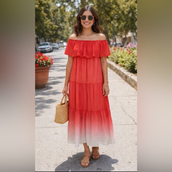 Pink Lily Dresses & Skirts - Red and White  maxi women’s casual red dress